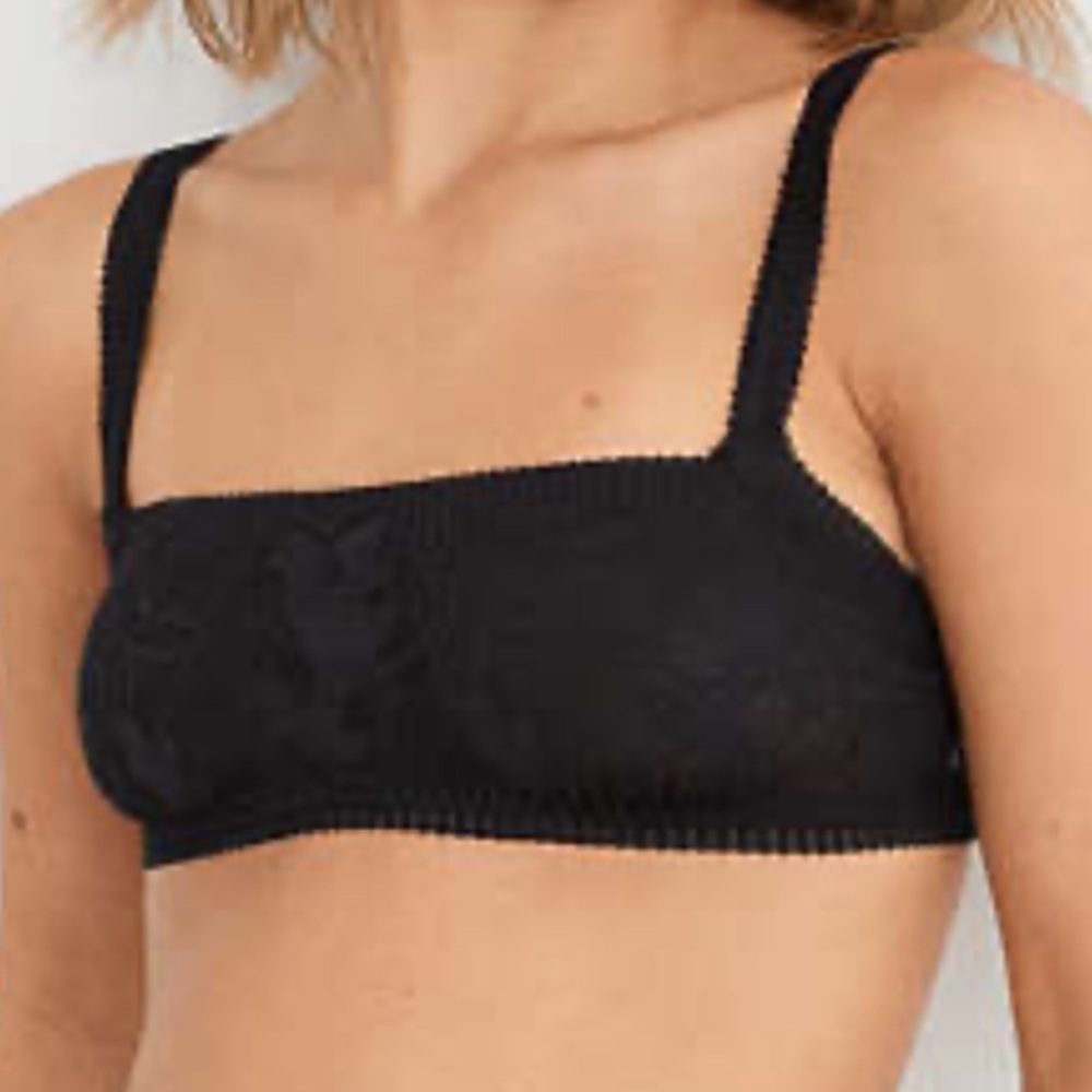 aerie coral lace black bandeau style bra
